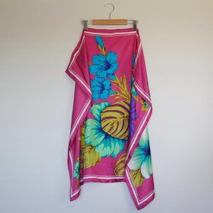 Multi-Color Flower Floral Print Square Scarf